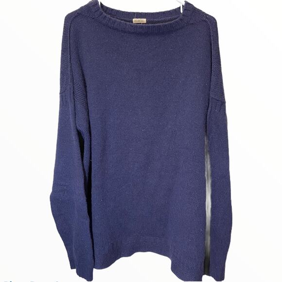 Malo Long Sleeve Sweater 100% Cashmere Knitted Pullover Navy Blue 3X